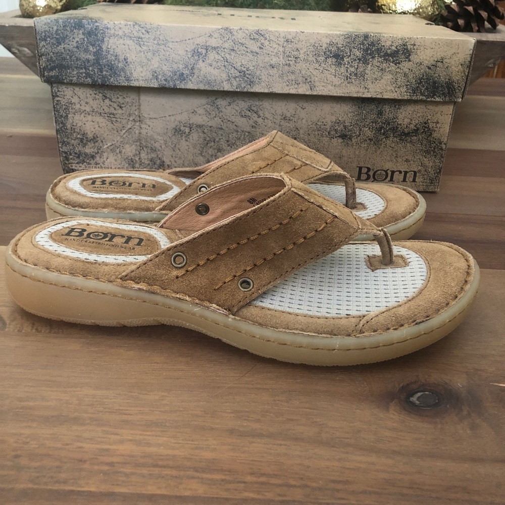 Born Jonah Distressed Suede Flip Flop Sandals NIB